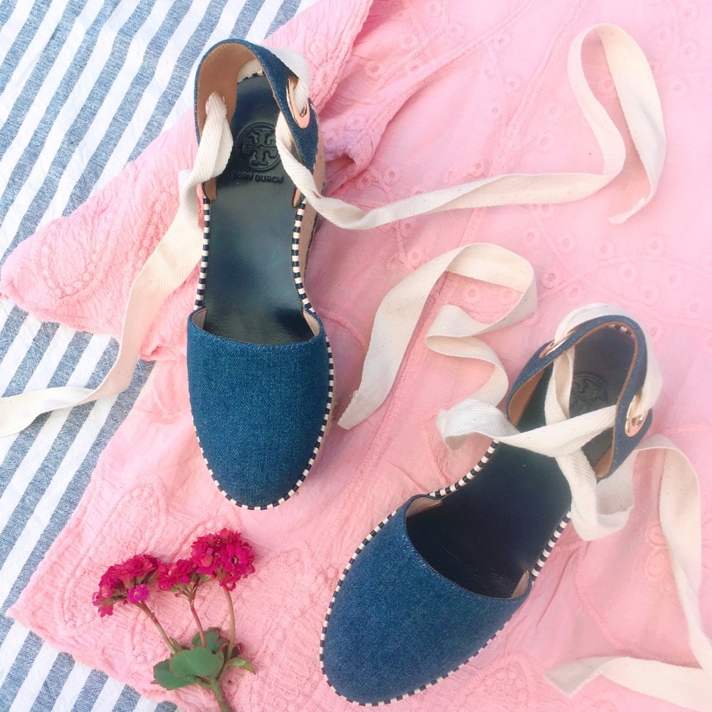 🆕 Tory Burch Denim Dandy Wedge - Picture 3 of 8